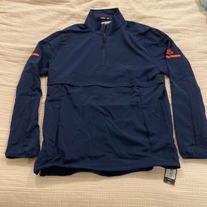 NEW NWT Mens Adidas 1/4 Zip Climalite Navy Blue Orange Pullover Size Medium MSRP